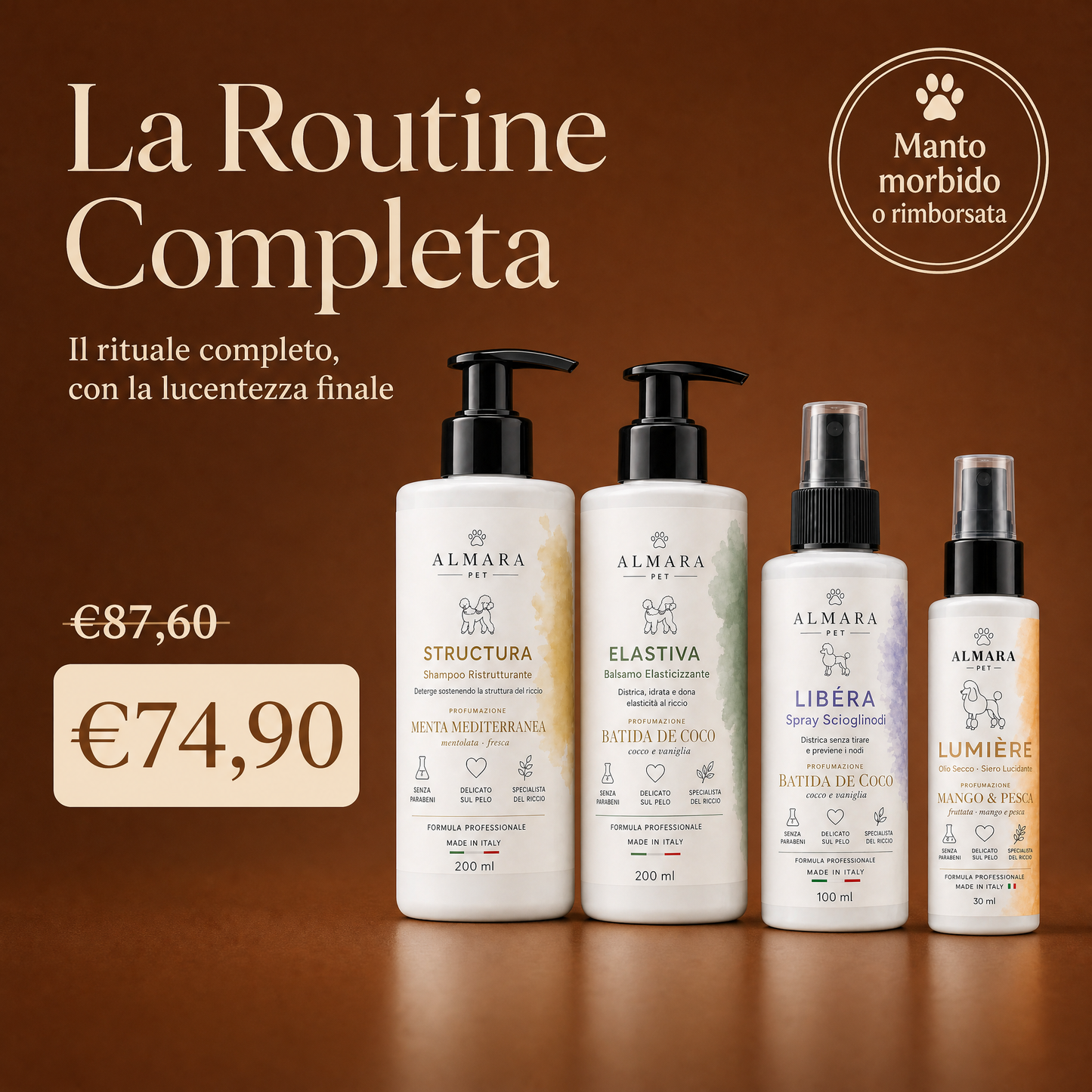 Routine Completa · Kit + Lumière — €74,90 · Manto morbido o rimborsata