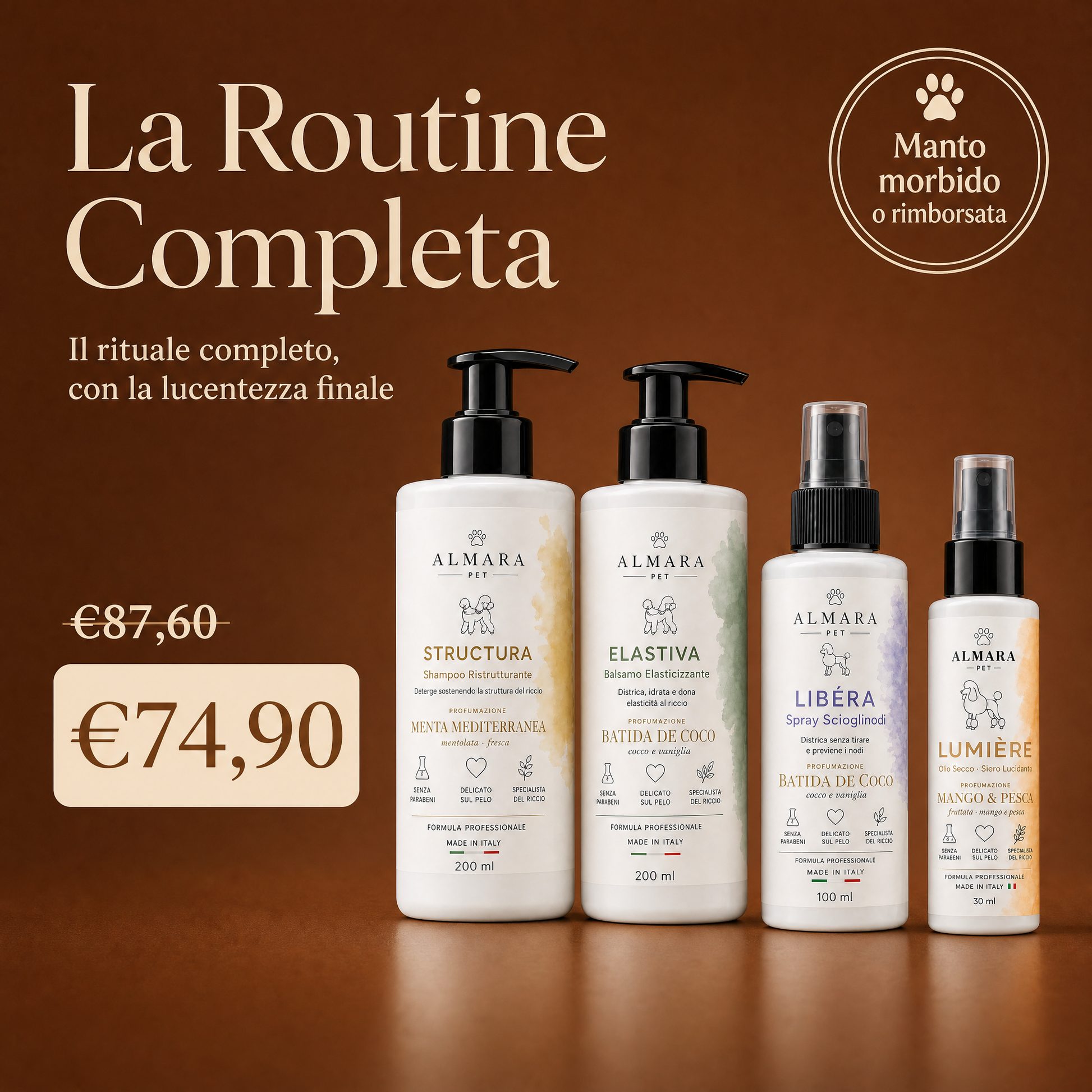 Routine Completa · Kit + Lumière — €74,90 · Manto morbido o rimborsata