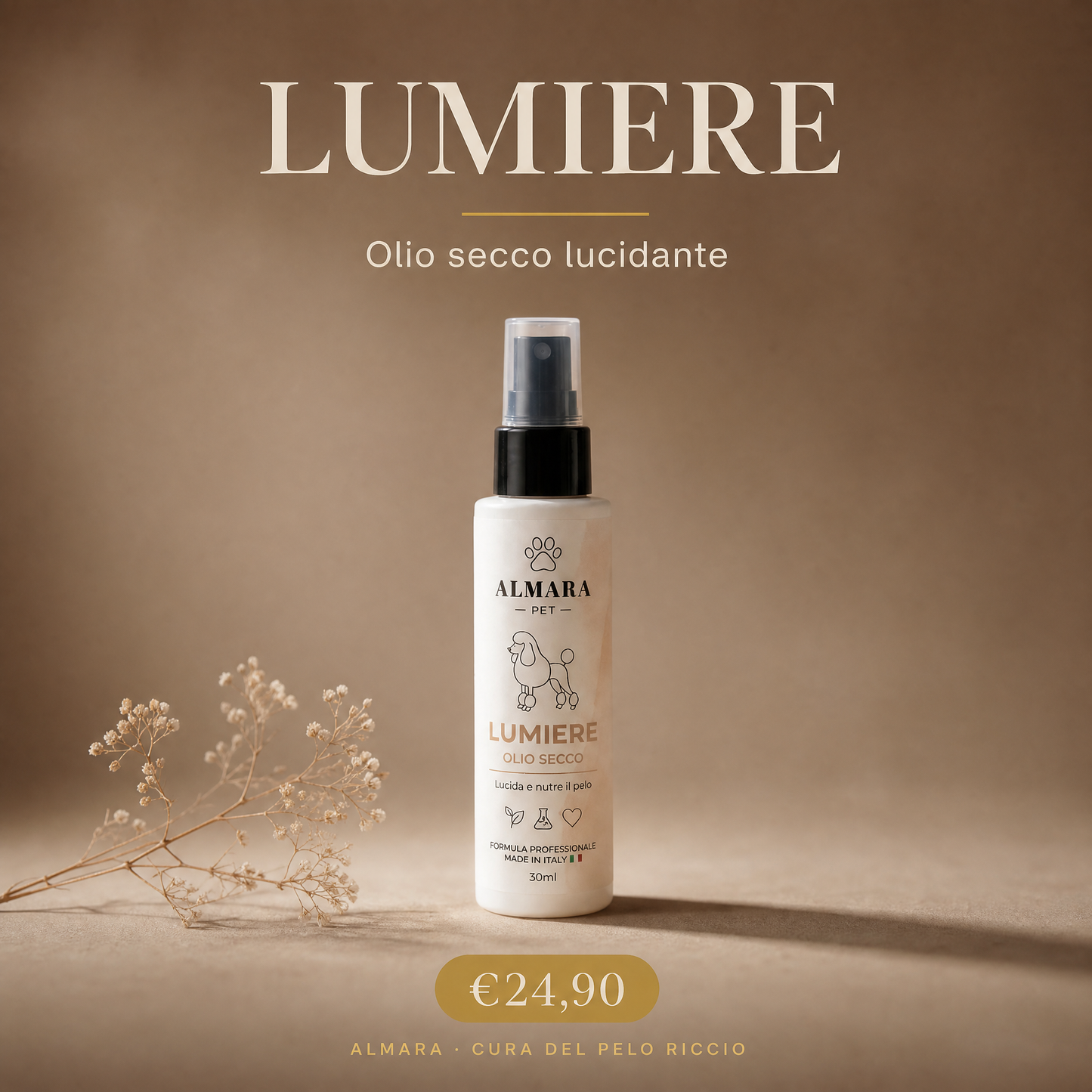 Almara Lumière — olio secco lucidante, €24,90